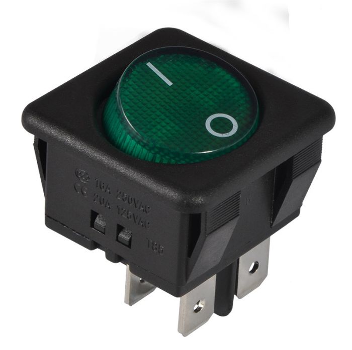 Перемикач АСКО-УКРЕМ KCD2-10-201 GR/B 1 клавіша зелена круглий