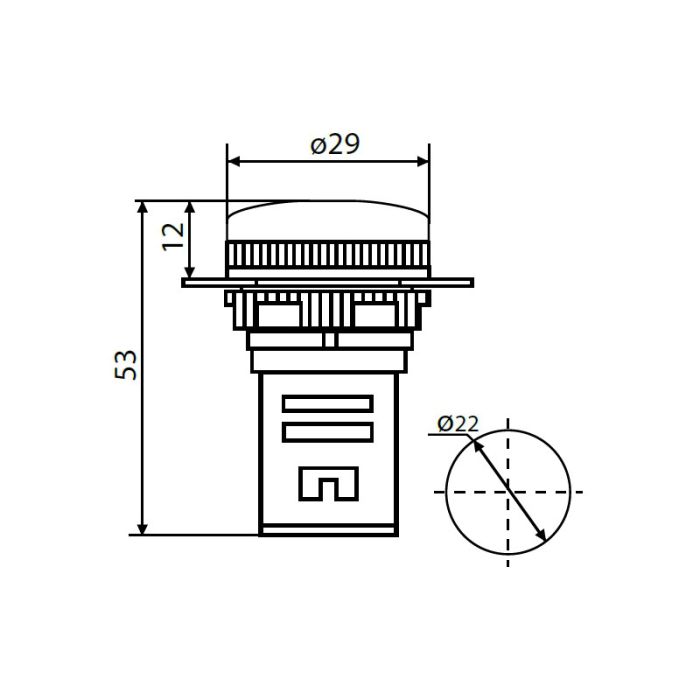 Світлосигнальна лампа АСКО-УКРЕМ AD22-22DS біла 12В АC/DC