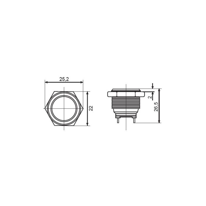 Кнопка металева АСКО-УКРЕМ TY 19-211P Pcb (1NO)