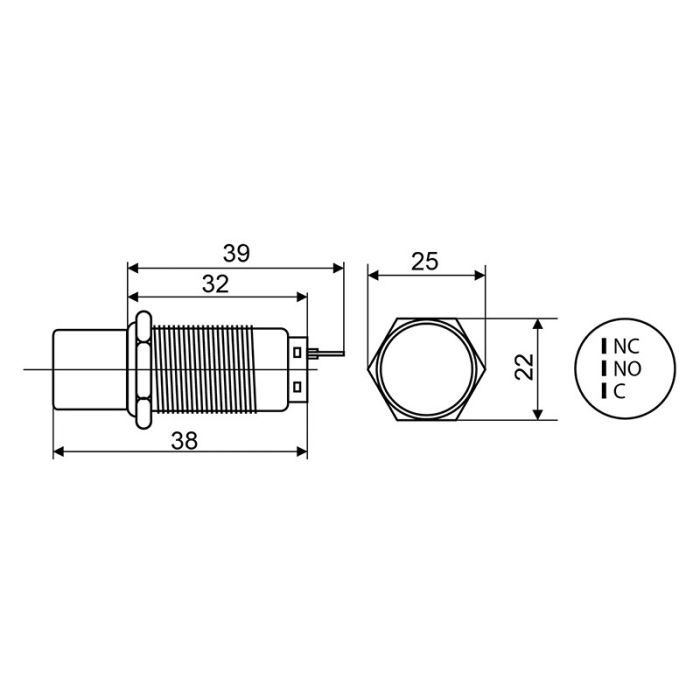 Кнопка металева АСКО-УКРЕМ TY 19C-X11/2 поворотна 2-а положення (1NO+1NC)