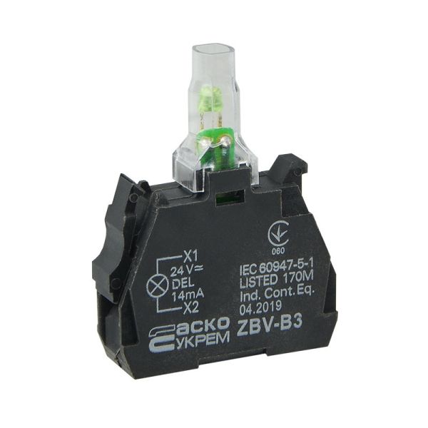 Блок підсвічування АСКО-УКРЕМ ZBV-B3 для кнопок TB5 AC/DC24 зелений