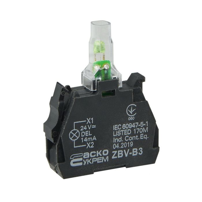 Блок підсвічування АСКО-УКРЕМ ZBV-B3 для кнопок TB5 AC/DC24 зелений