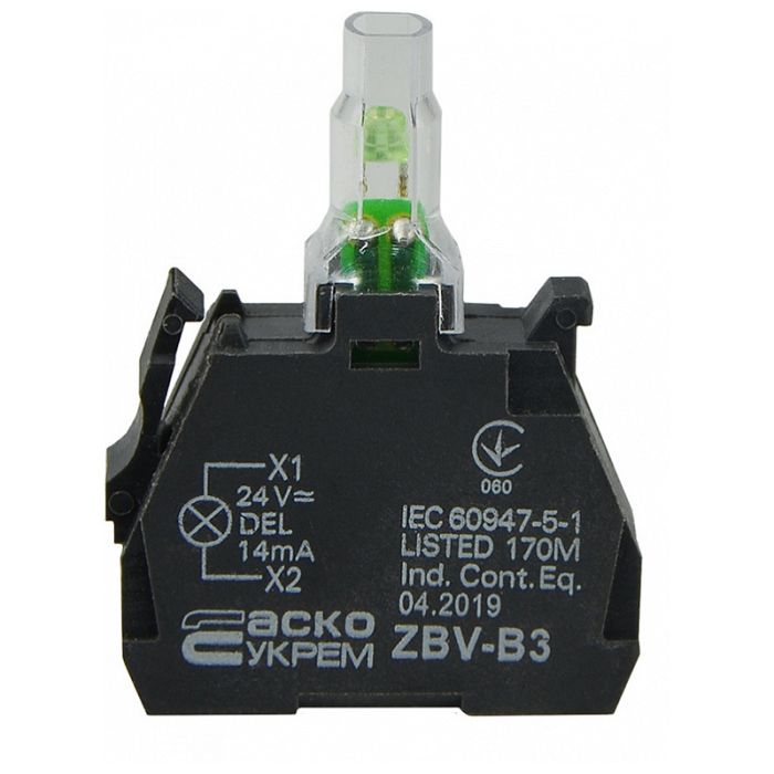 Блок підсвічування АСКО-УКРЕМ ZBV-B3 для кнопок TB5 AC/DC24 зелений