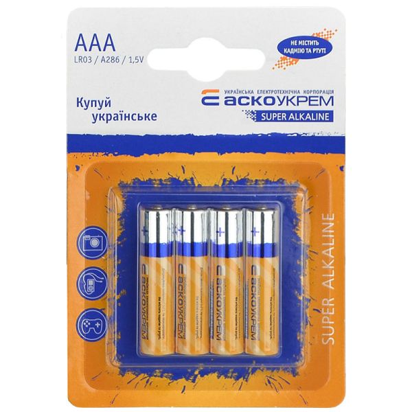 Батарейка АСКО-УКРЕМ Super Alkaline AАА 4 шт