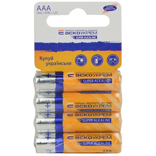 Батарейка АСКО-УКРЕМ Super Alkaline AАА 4 шт