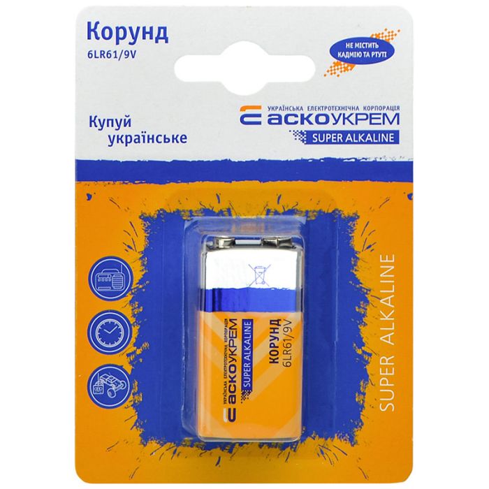 Батарейка АСКО-УКРЕМ Super Alkaline 6LR61 крона