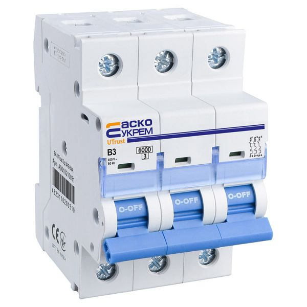 Автоматичний вимикач АСКО-УКРЕМ ВА UTrust 3п 3А B 6kА