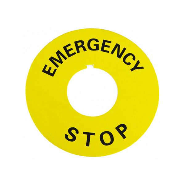 Табличка маркувальна EMERGENCY STOP жовта кругла до кнопок АСКО-УКРЕМ