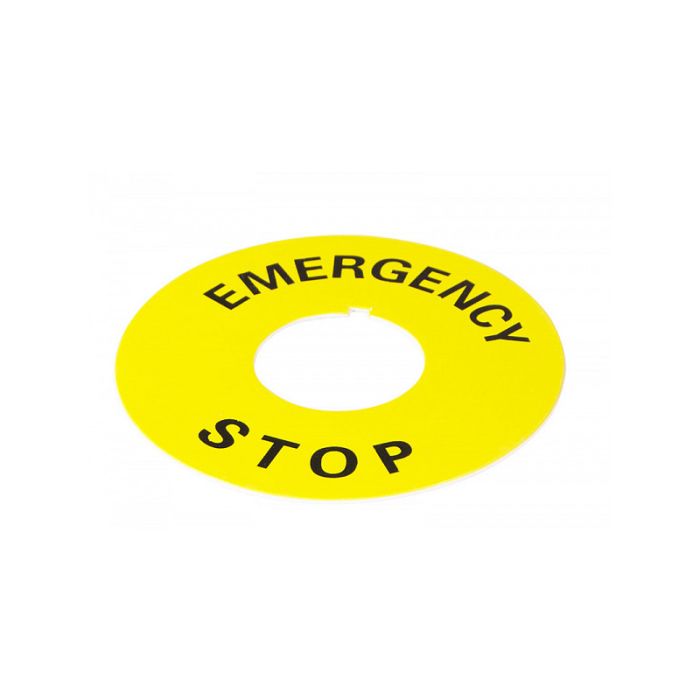Табличка маркувальна EMERGENCY STOP жовта кругла до кнопок АСКО-УКРЕМ