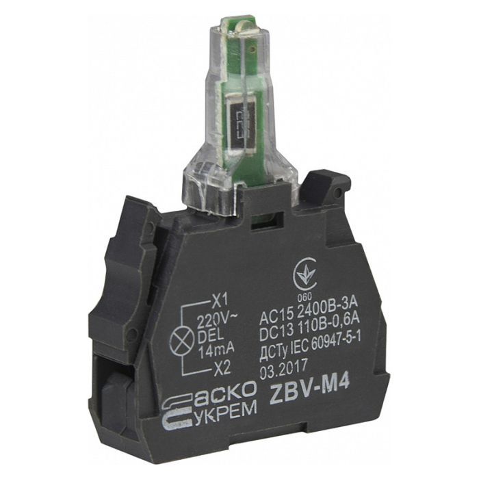 Блок підсвічування АСКО-УКРЕМ ZBV-M4 для кнопок TB5 AC/AC220 червоний