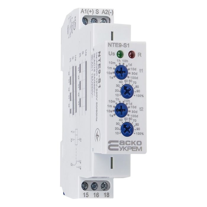 Реле часу асиметричного циклу АСКО-УКРЕМ NTE9-S1 AC/DC 12-240В