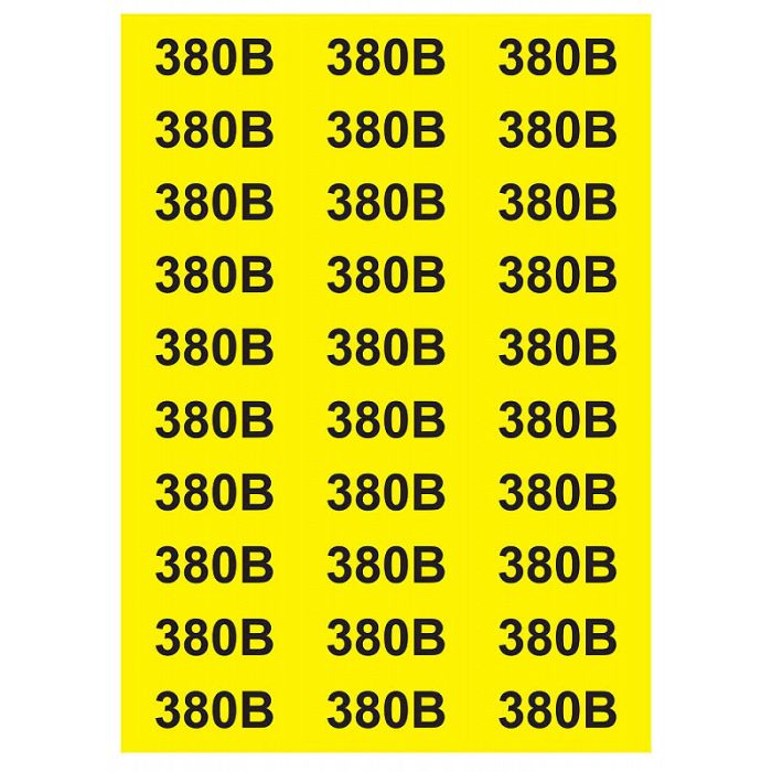 Знак "380 В" жовтий 38х90  (на аркуші 30 шт)