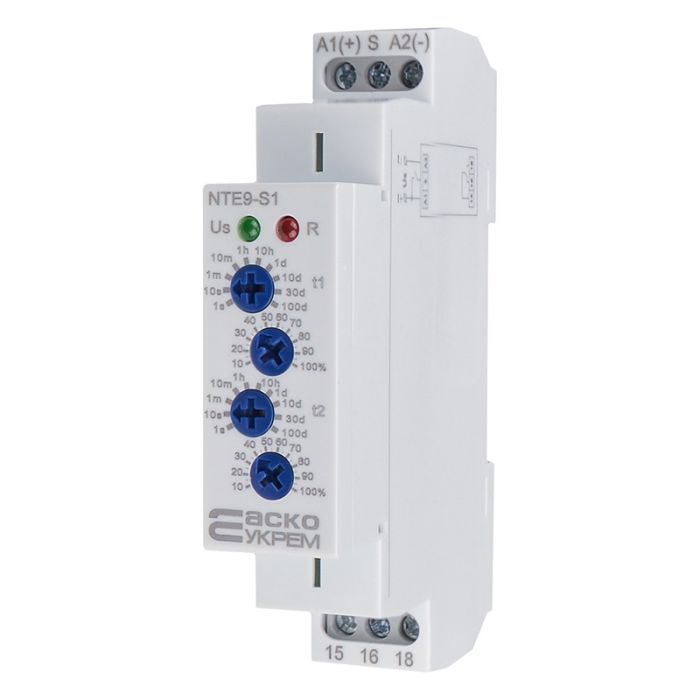 Реле часу асиметричного циклу АСКО-УКРЕМ NTE9-S1 AC/DC 12-240В