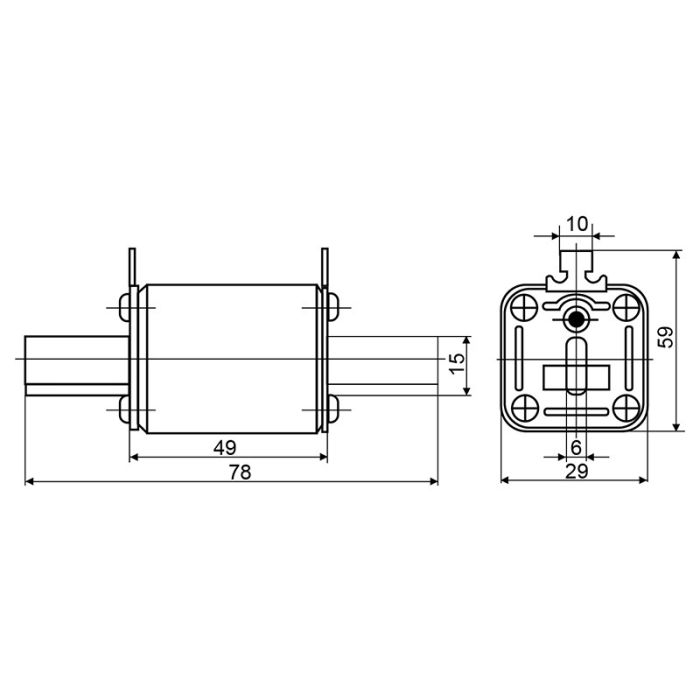 Запобіжник керамічний ножовий з плавкою вставкою АСКО-УКРЕМ NH00 40A gG