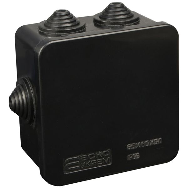Розподільча коробка АСКО-УКРЕМ 85x85x50 UAtmo Jet Black IP55 чорна