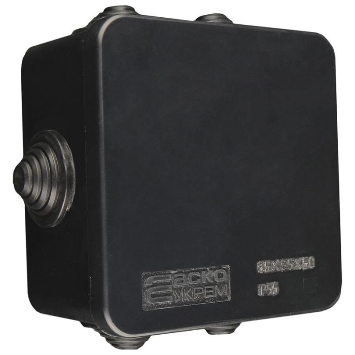 Розподільча коробка АСКО-УКРЕМ 85x85x50 UAtmo Jet Black IP55 чорна
