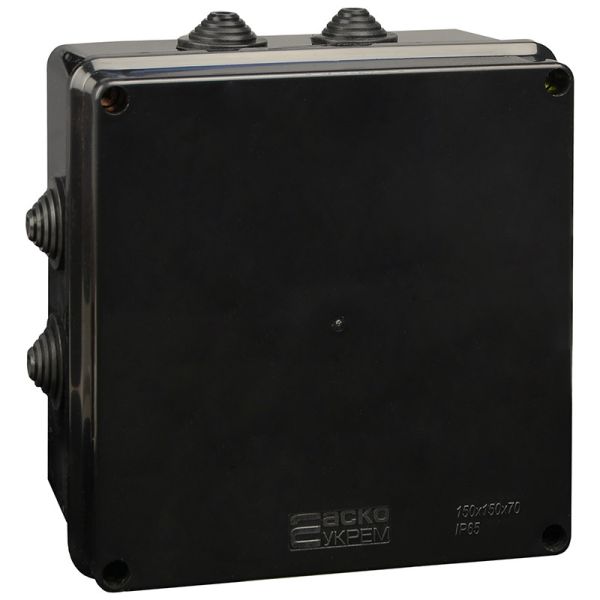 Розподільча коробка АСКО-УКРЕМ 150x150x70 UAtmo Jet Black IP65 чорна