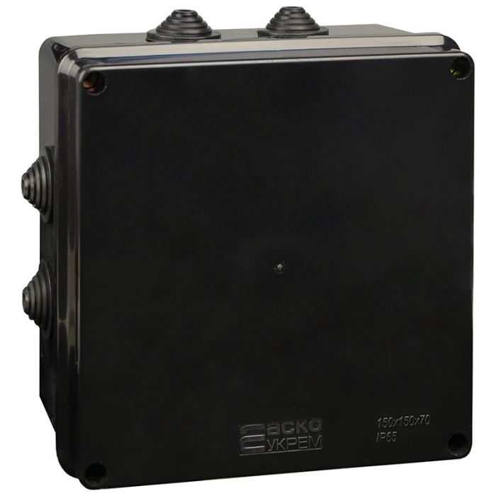 Розподільча коробка АСКО-УКРЕМ 150x150x70 UAtmo Jet Black IP65 чорна