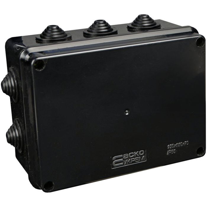 Розподільча коробка АСКО-УКРЕМ 150x110x70 UAtmo Jet Black IP65 чорна
