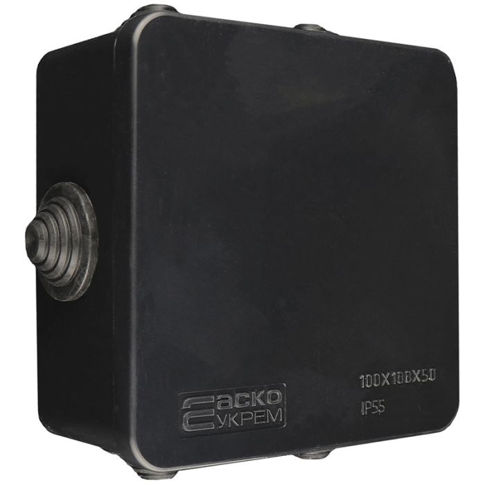 Розподільча коробка АСКО-УКРЕМ 100x100x50 UAtmo Jet Black IP55 чорна