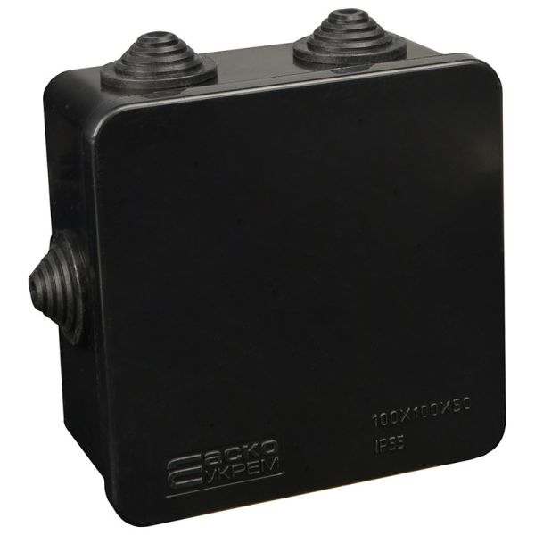 Розподільча коробка АСКО-УКРЕМ 100x100x50 UAtmo Jet Black IP55 чорна