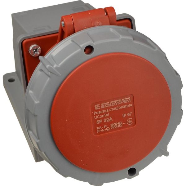 Розетка стаціонарна АСКО-УКРЕМ UCombi 5P (3P+N+PE) 32А IP67
