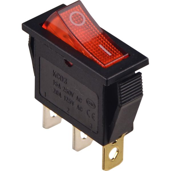 Перемикач АСКО-УКРЕМ KCD3-101N R/B 1 клавіша з підсвічуванням 12 V AC/DC червоний